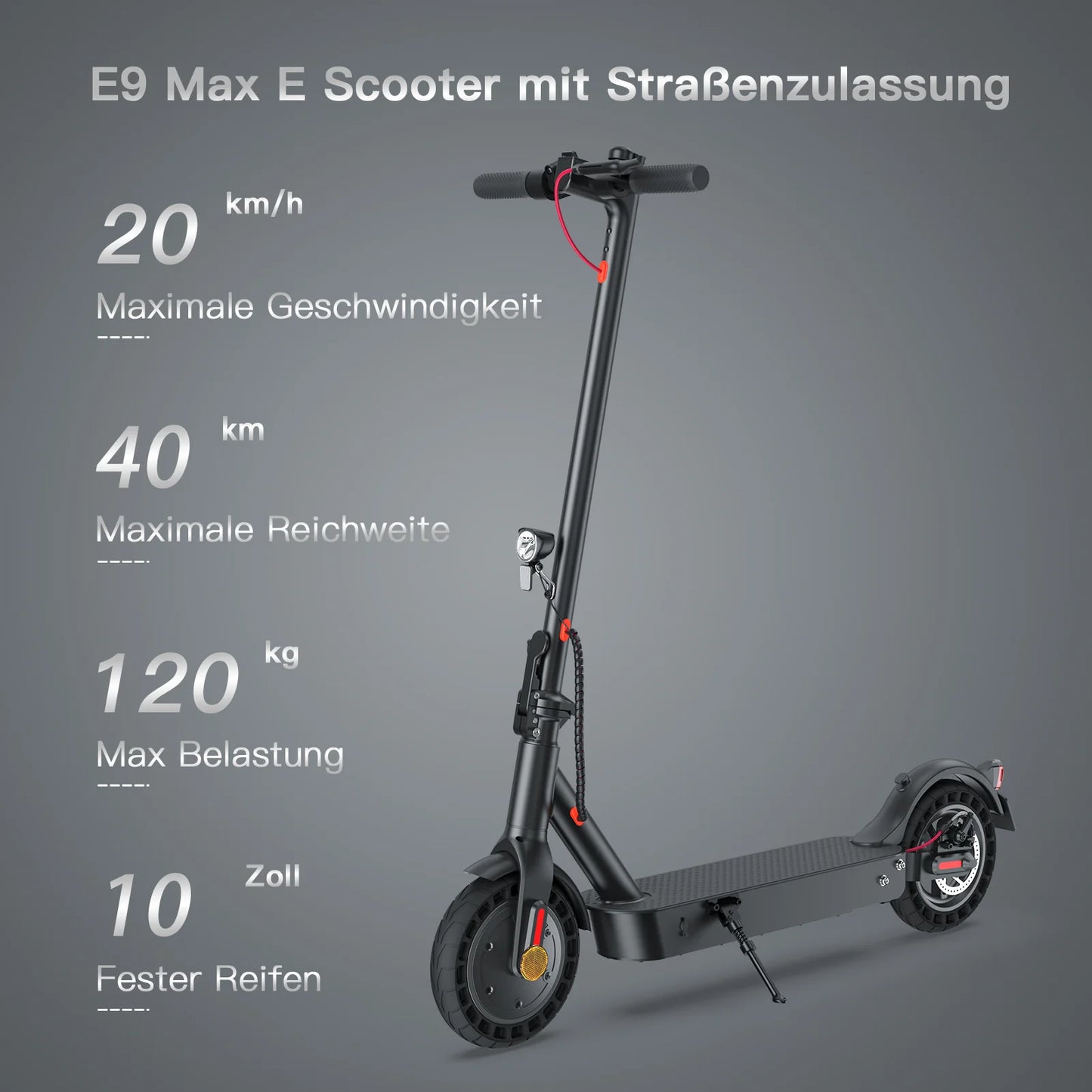 iScooter E9TMax 500W 10" E-Scooter Mit Straßenzulassung (ABE,eKFV)
