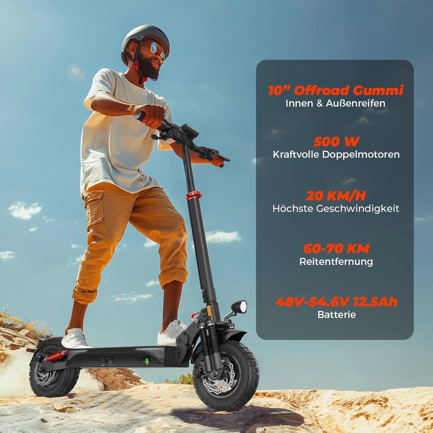 iScooter T4 10" 1000W Off-Road Elektroroller E-Scooter mit Straßenzulassung (ABE/eKFV)