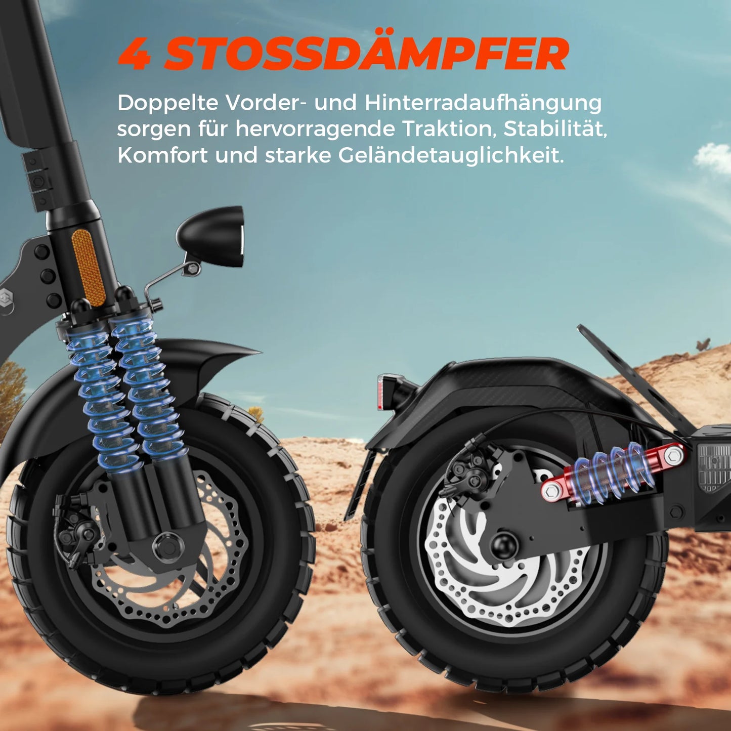 iScooter T4 10" 1000W Off-Road Elektroroller E-Scooter mit Straßenzulassung (ABE/eKFV)