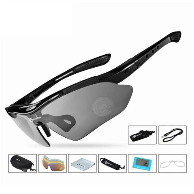 Rockbros Lunettes de cyclisme à lentilles interchangeables Lunettes de soleil pour sports de plein air Crème solaire avec 5 lentilles