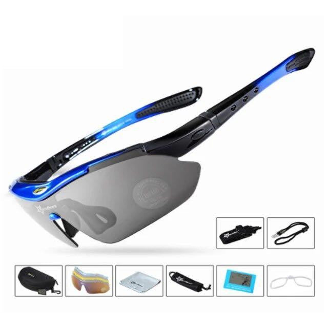 Rockbros Lunettes de cyclisme à lentilles interchangeables Lunettes de soleil pour sports de plein air Crème solaire avec 5 lentilles