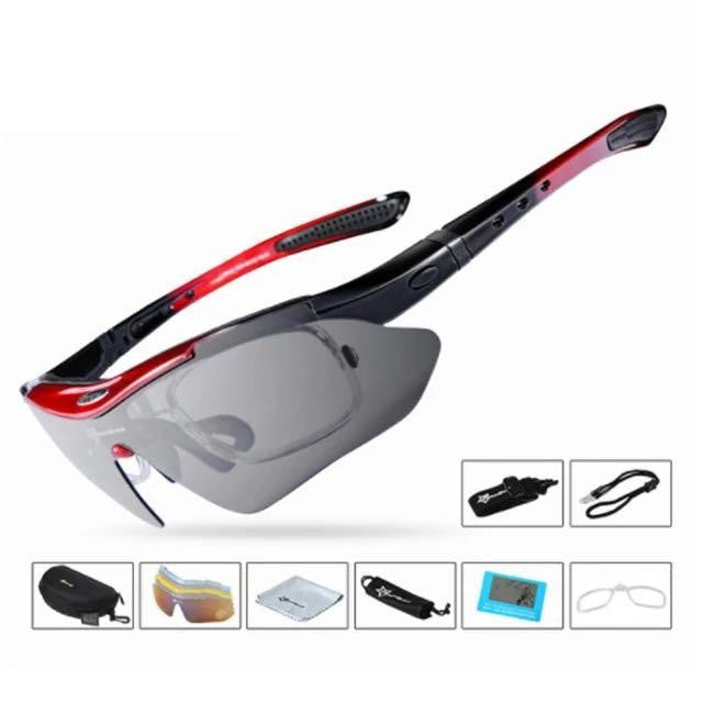 Rockbros Lunettes de cyclisme à lentilles interchangeables Lunettes de soleil pour sports de plein air Crème solaire avec 5 lentilles