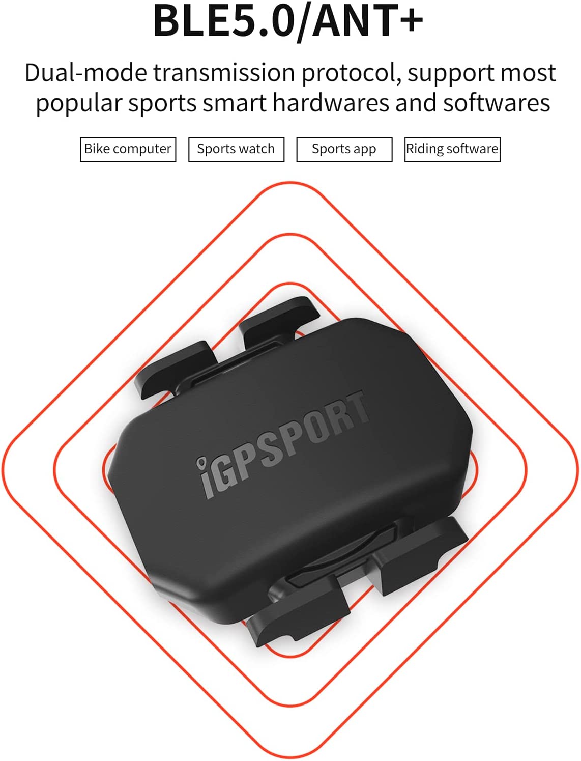 Capteur de vitesse/cadence iGPSPORT ANT+ Bluetooth RPM vélo SPD70 CAD70