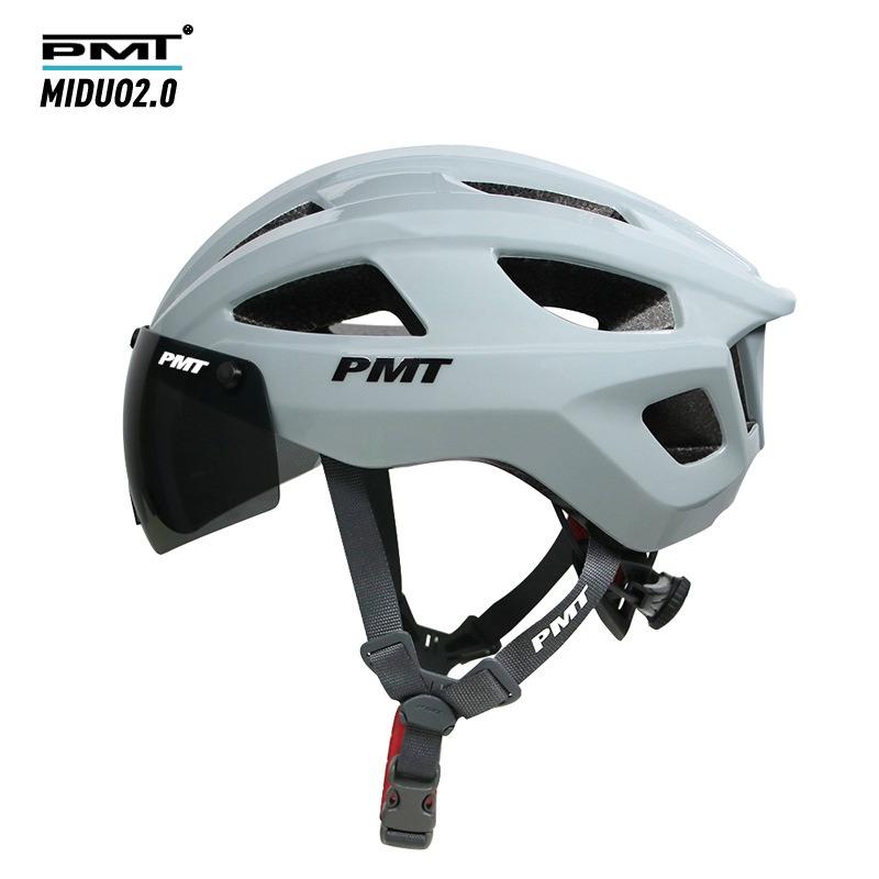PMT Miduo 2.0 Casque de vélo respirant et ventilé avec lunettes magnétiques grises