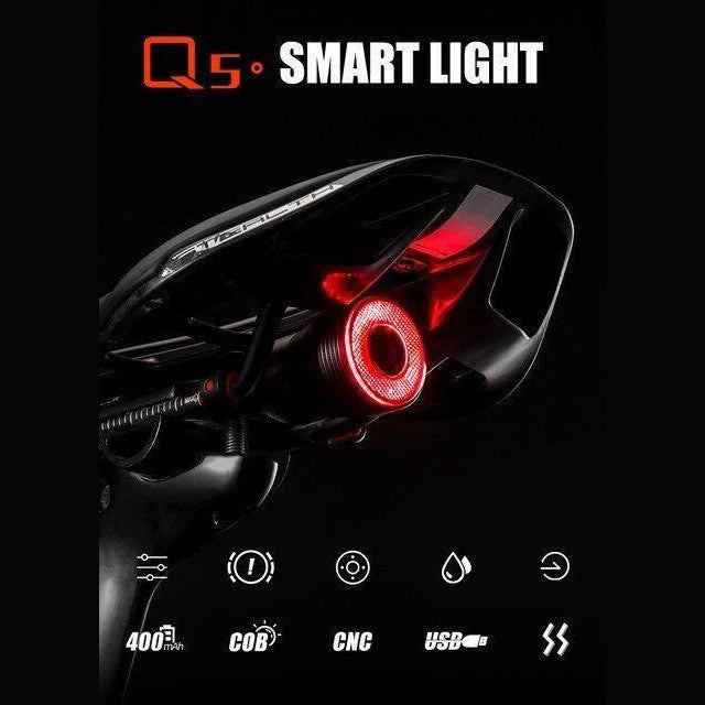Rockbros RHL-1000 Lumens Q5 Smart Tail Light Ensemble de feux avant et arrière Head Rear Light Bundle