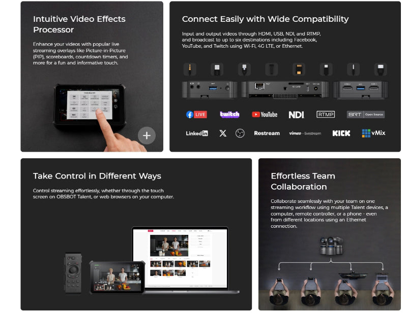 OBSBOT Talent All-in-One Multi-cam Live Streaming & Production Hub