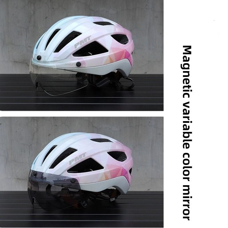 PMT GOLF casque de cyclisme casque de route lunettes à changement de couleur magnétique utilisé jour et nuit respirant et sûr