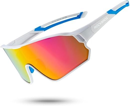 Rockbros – lunettes de soleil de cyclisme, de sport, miroir coloré, monture bleue 