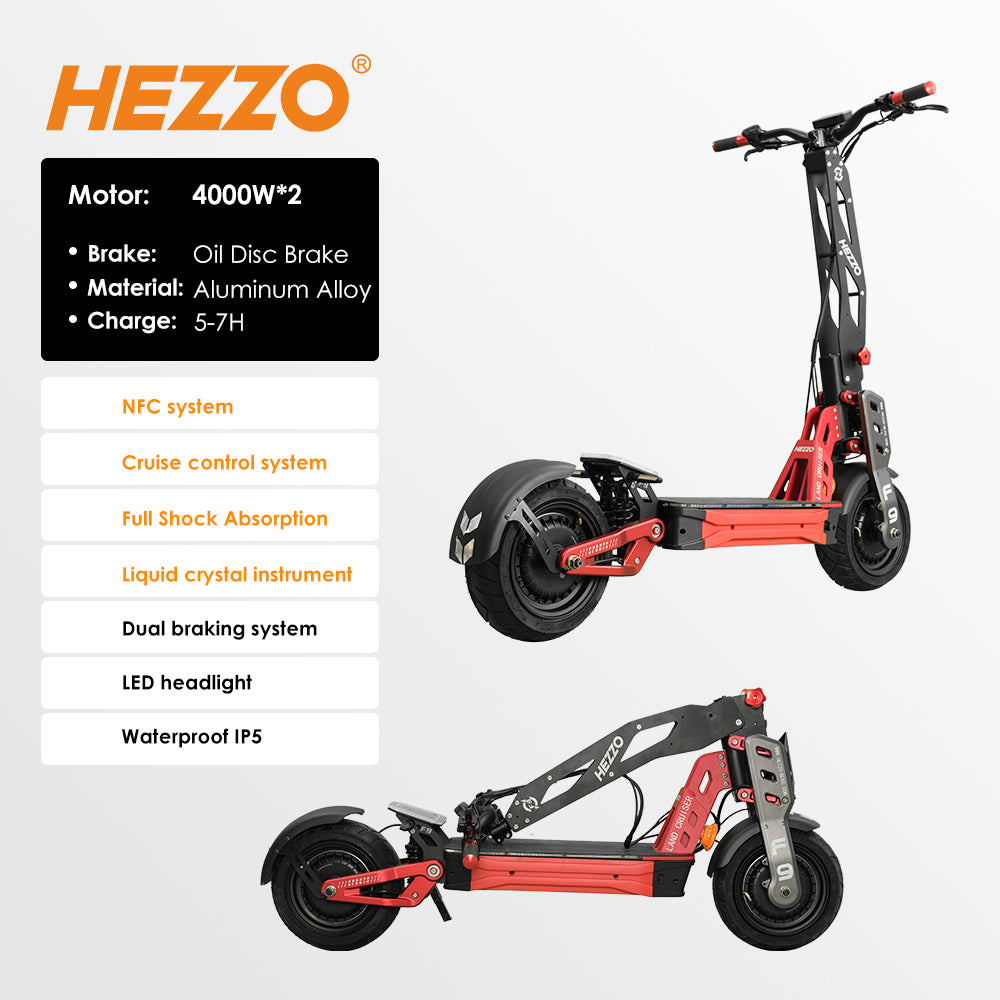 HEZZO F9 12 "4000W x2 scooter électrique tout-terrain à double moteur