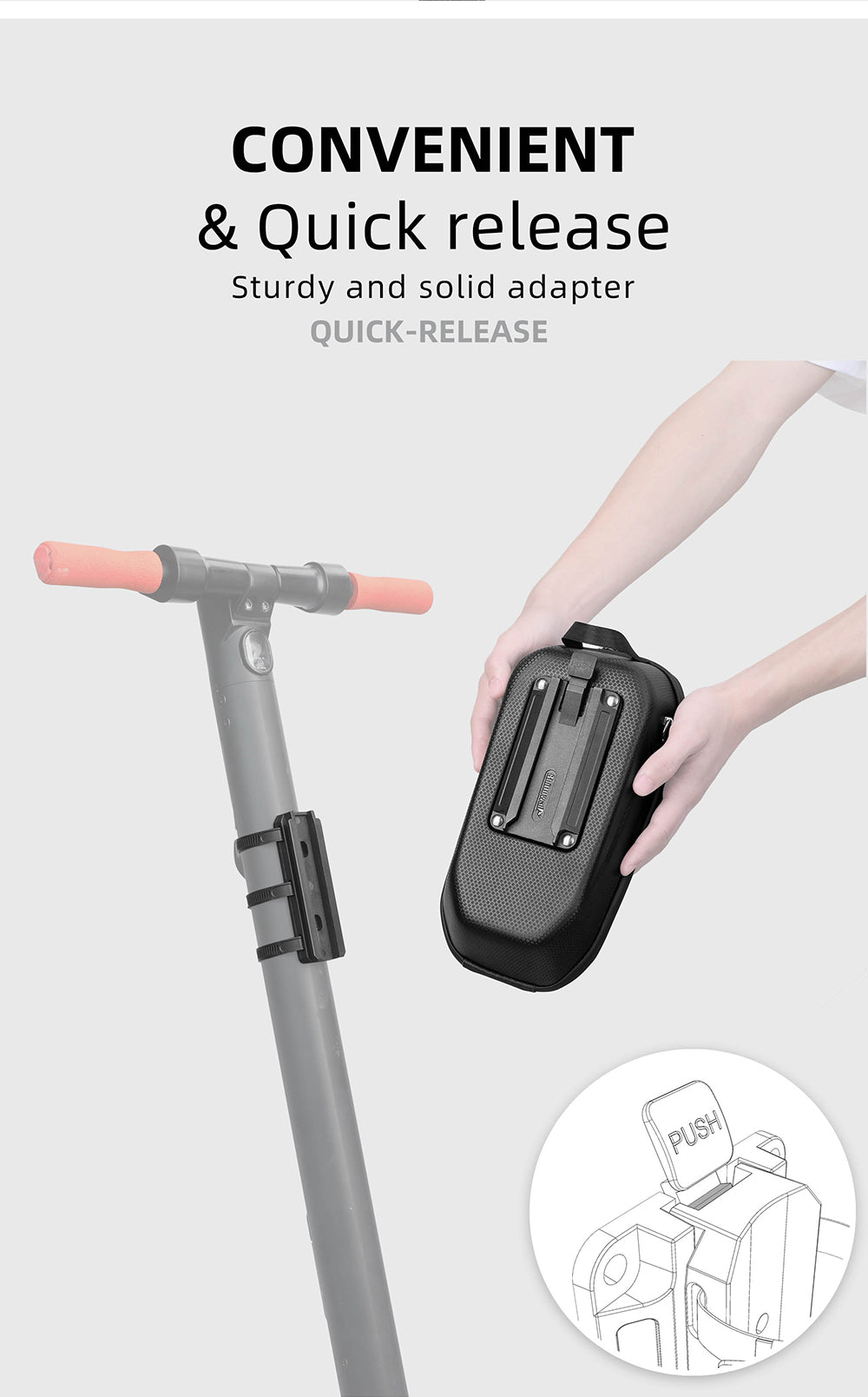 Sac avant étanche pour scooter électrique à dégagement rapide Rhinowalk