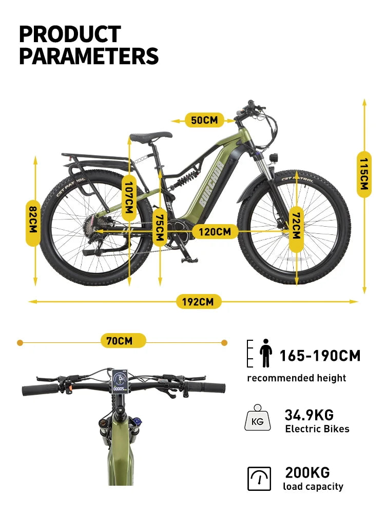 Burchda B27 26" 48V 1000W 20Ah E-MTB Electric Mountain Bike