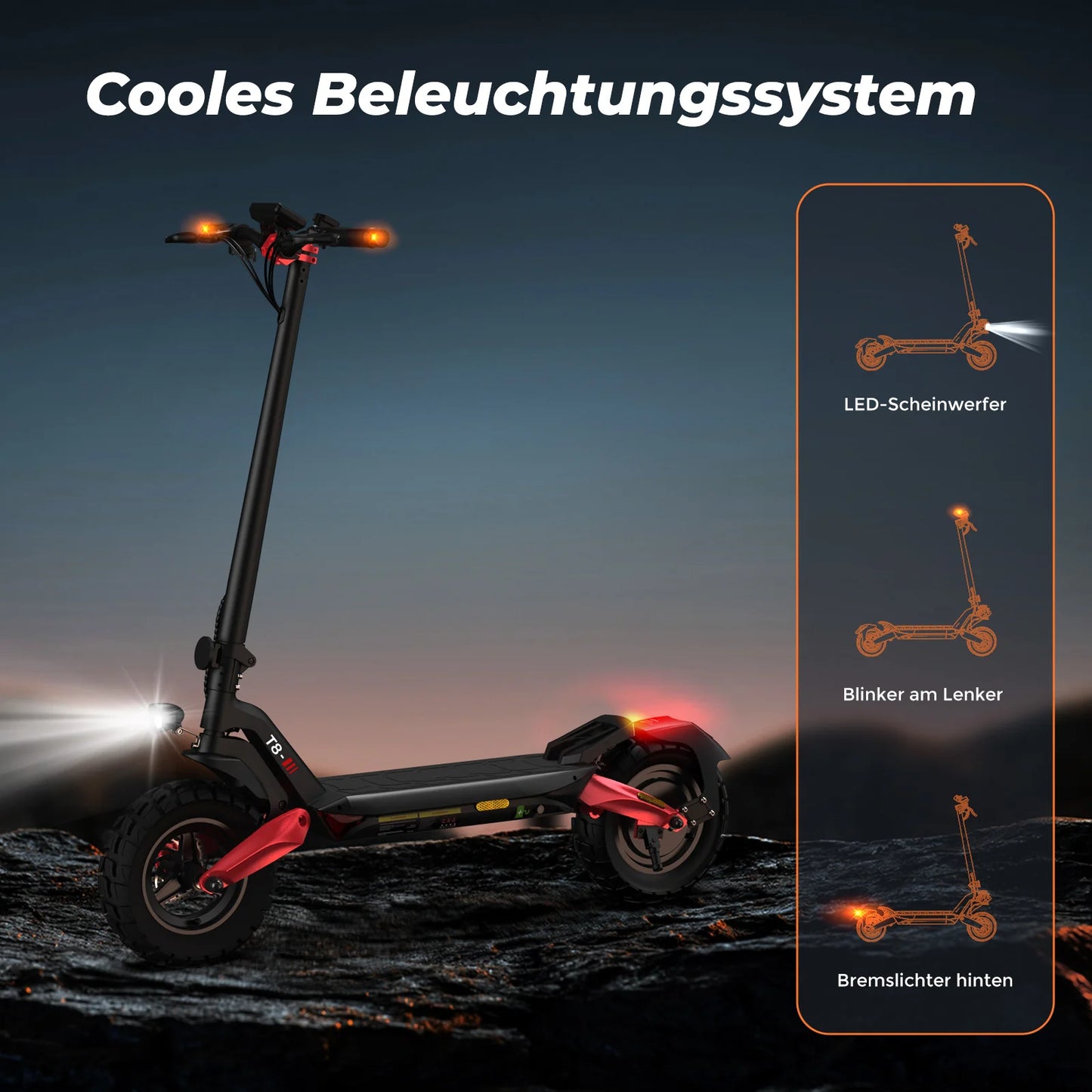 iScooter T8 10" 1200W Off-road Electric Scooter E-scooter With street approval (ABE/eKFV)