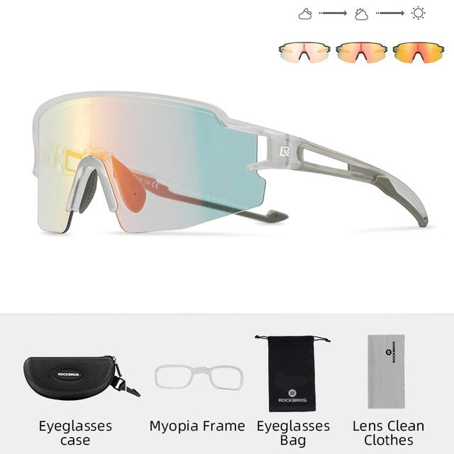 Rockbros lunettes de sport lunettes polarisées demi-monture photochromique protection solaire lunettes d'extérieur