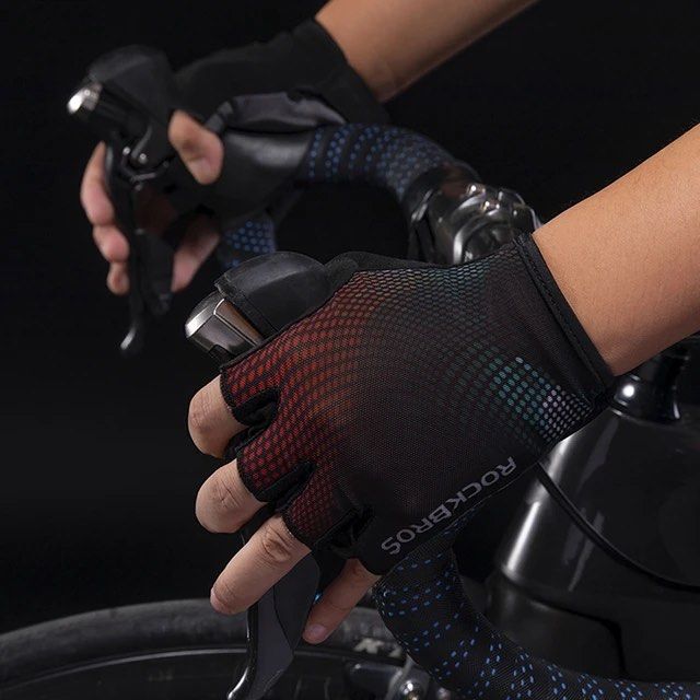 Rockbros – gants de cyclisme d'été respirants, anti-transpiration, demi-doigt, pour vélo de route, adaptés aux hommes et aux femmes