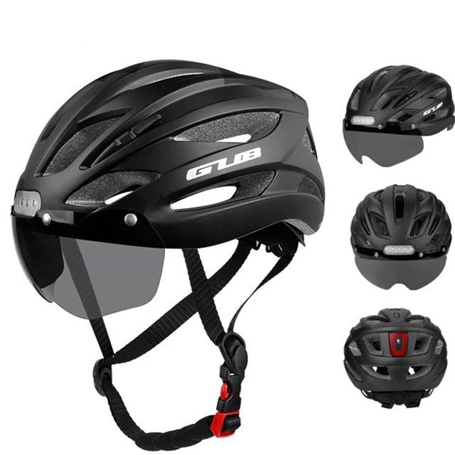 GUB K100 Plus Casque de vélo/route avec lunettes Sun Gear Feux arrière avant et arrière