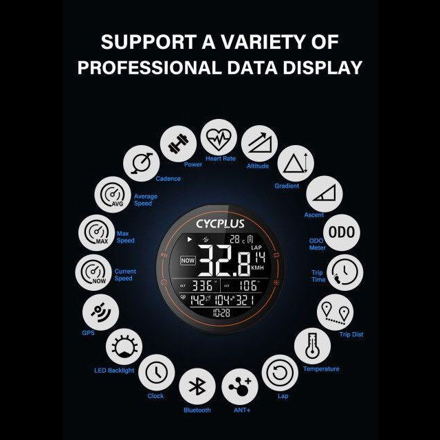 Cycplus M2 ordinateur de vélo capteur de cadence/vitesse ensemble de sangles de bras de fréquence cardiaque
