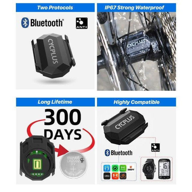 Cycplus C3 2en1 Capteur de Cadence/Vitesse ANT+ IP67