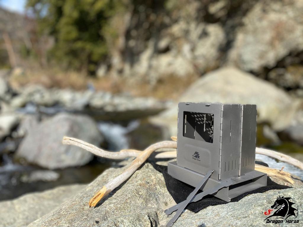 Réchaud à bois en alliage de titane type pliant réchaud à alcool pliable camping en plein air DRAGON HORSE x BOUNDLESS VOYAGE Red Lotus