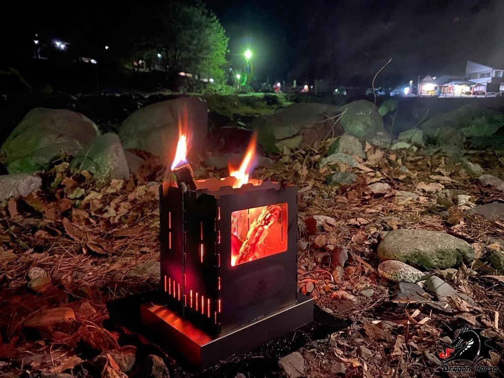 Réchaud à bois en alliage de titane type pliant réchaud à alcool pliable camping en plein air DRAGON HORSE x BOUNDLESS VOYAGE Red Lotus