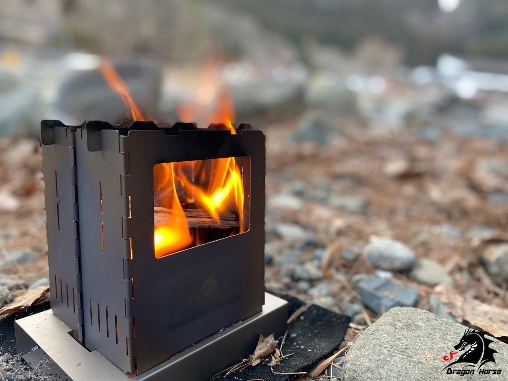 Réchaud à bois en alliage de titane type pliant réchaud à alcool pliable camping en plein air DRAGON HORSE x BOUNDLESS VOYAGE Red Lotus
