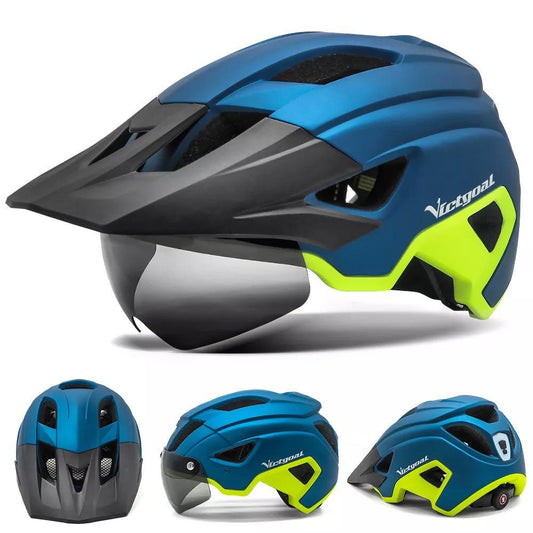 Casque de vélo de montagne Eastinear avec lunettes magnétiques, protection solaire, feu arrière rechargeable par USB