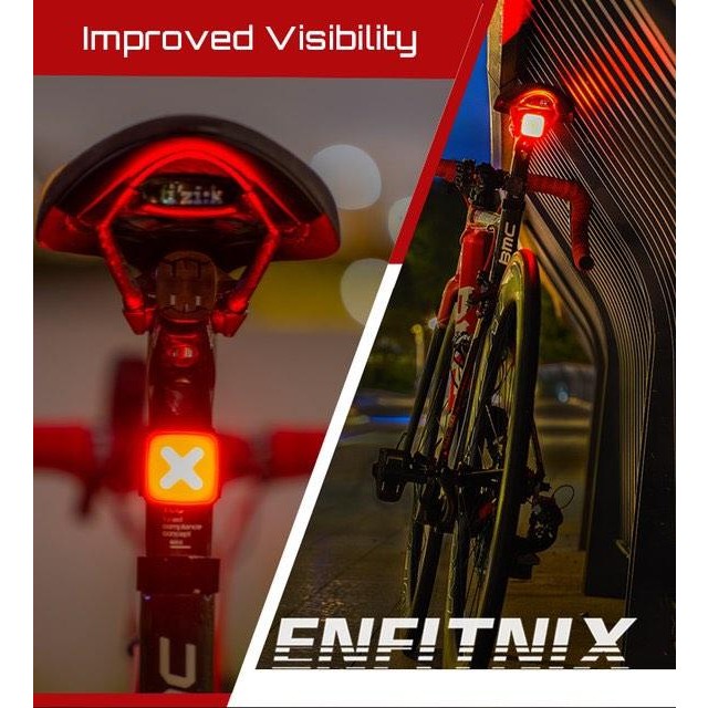 Enfitnix Cubelite III feu arrière de vélo intelligent frein à induction chargement USB