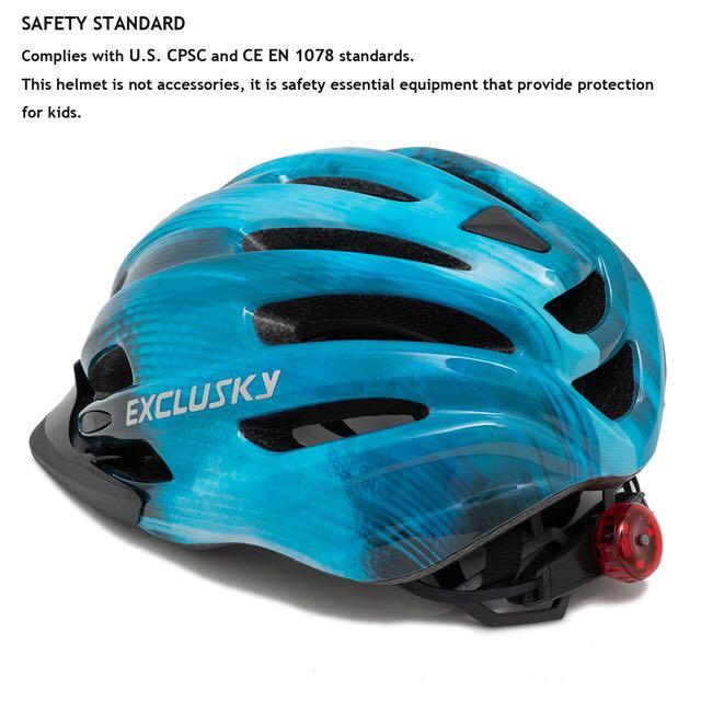 Casque de vélo Exclusky pour enfants et jeunes avec équipement de protection solaire amovible pour feu arrière