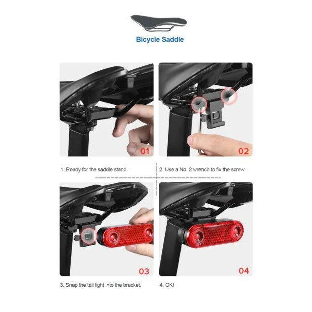 Gaciron W12B feu arrière de vélo réfléchissant frein intelligent étanche chargement USB