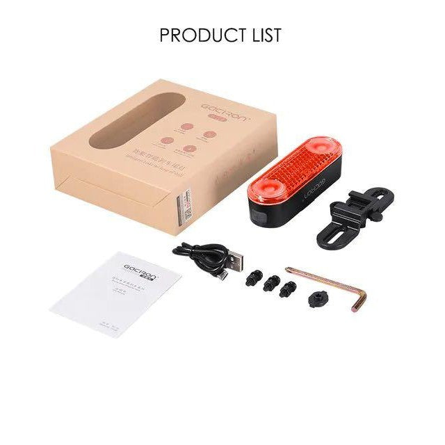 Gaciron W12B feu arrière de vélo réfléchissant frein intelligent étanche chargement USB