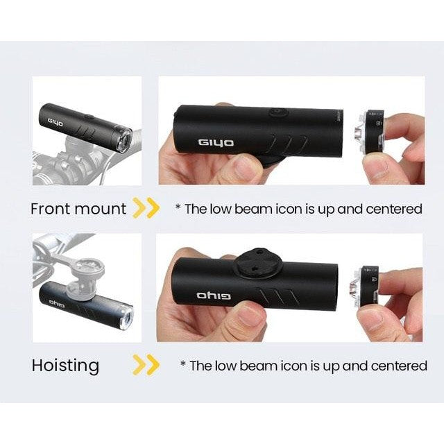 Giyo phare de vélo 600 lumens support de plafond/objectif rotatif étanche et anti-éblouissement
