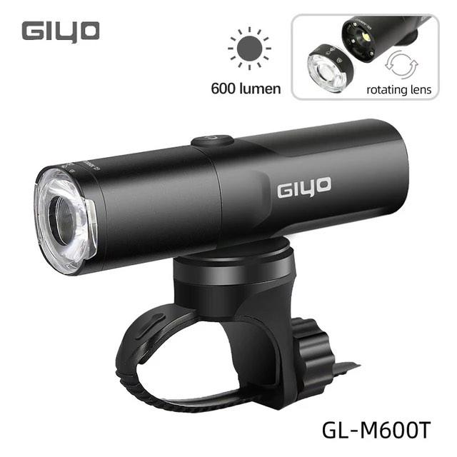Giyo phare de vélo 600 lumens support de plafond/objectif rotatif étanche et anti-éblouissement