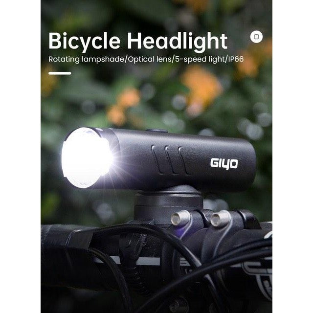 Giyo phare de vélo 600 lumens support de plafond/objectif rotatif étanche et anti-éblouissement