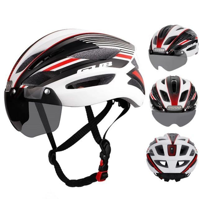 GUB K100 Plus Casque de vélo/route avec lunettes Sun Gear Feux arrière avant et arrière