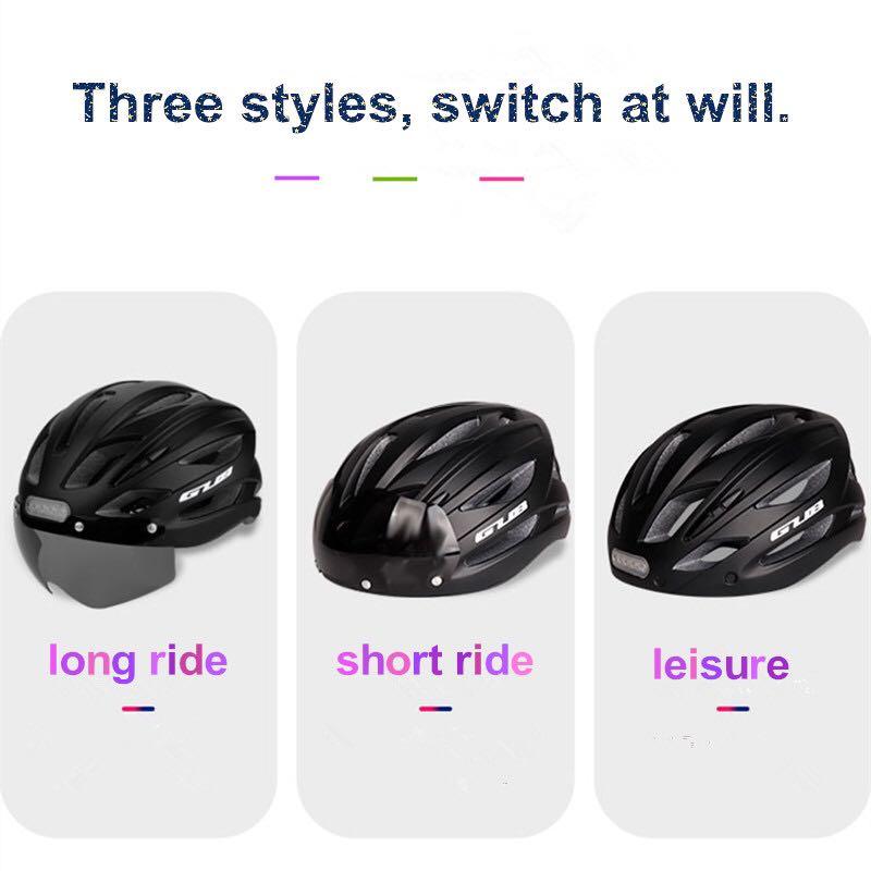 GUB K100 Plus Casque de vélo/route avec lunettes Sun Gear Feux arrière avant et arrière