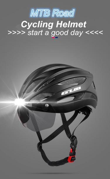 GUB K100 Plus Casque de vélo/route avec lunettes Sun Gear Feux arrière avant et arrière