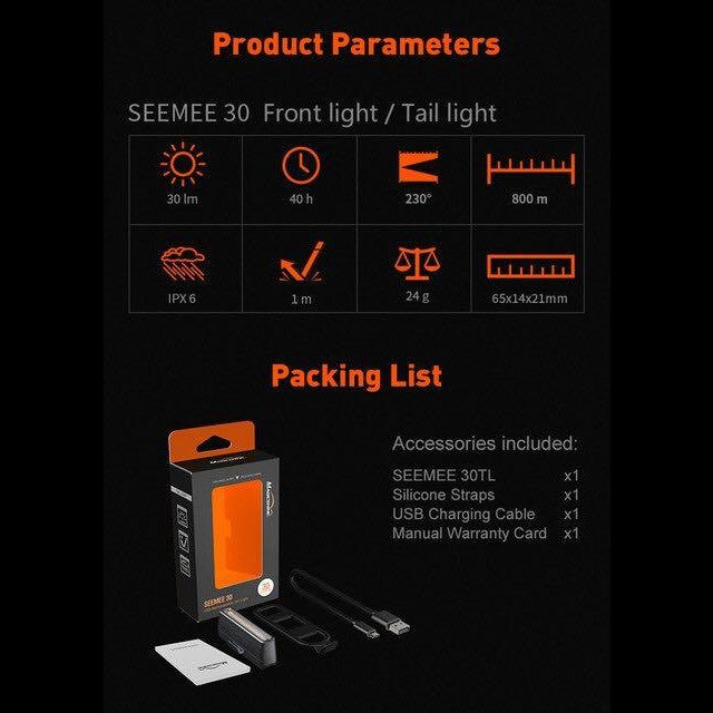 Magicshine SeeMee 30 ensemble de feux arrière de phare de vélo charge USB IPX6 