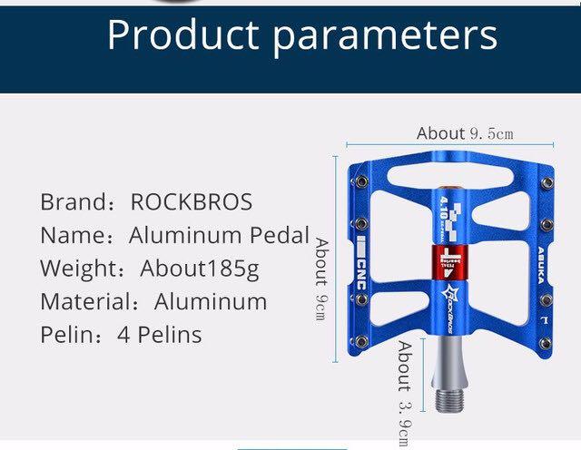 Pédales Rockbros en alliage d'aluminium, pédales de vélo de conception légère, étanches à l'eau et à la poussière 