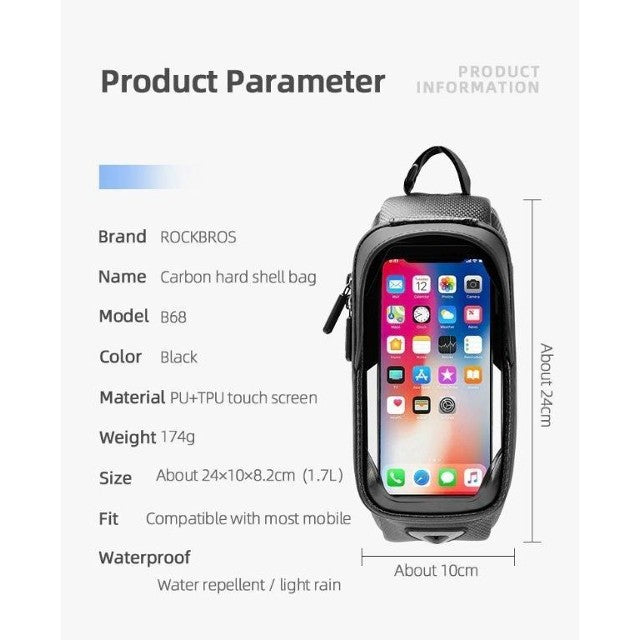 Sac de vélo étanche Rockbros 6,8" avec étui de téléphone entièrement étanche