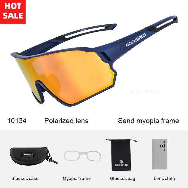 Rockbros – lunettes de soleil de cyclisme, de sport, miroir coloré, monture bleue 