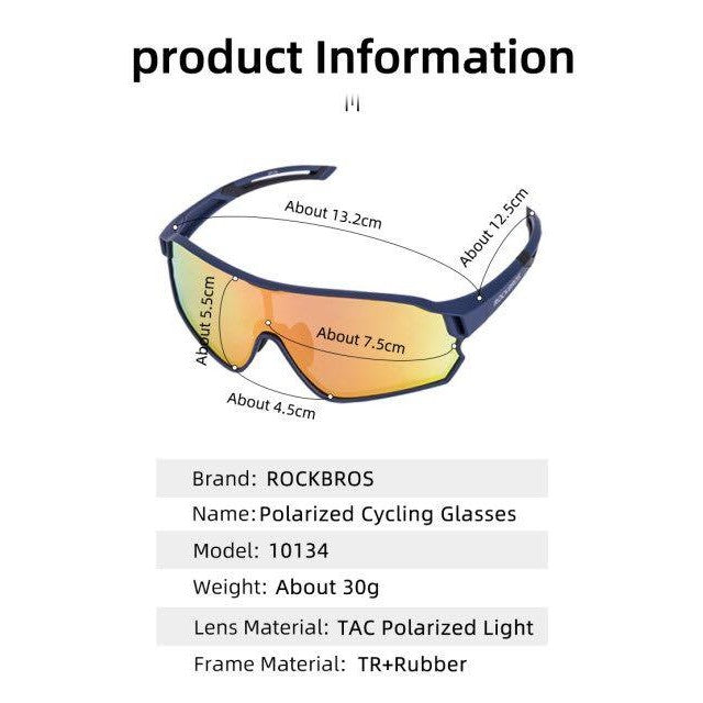 Rockbros – lunettes de soleil de cyclisme, de sport, miroir coloré, monture bleue 