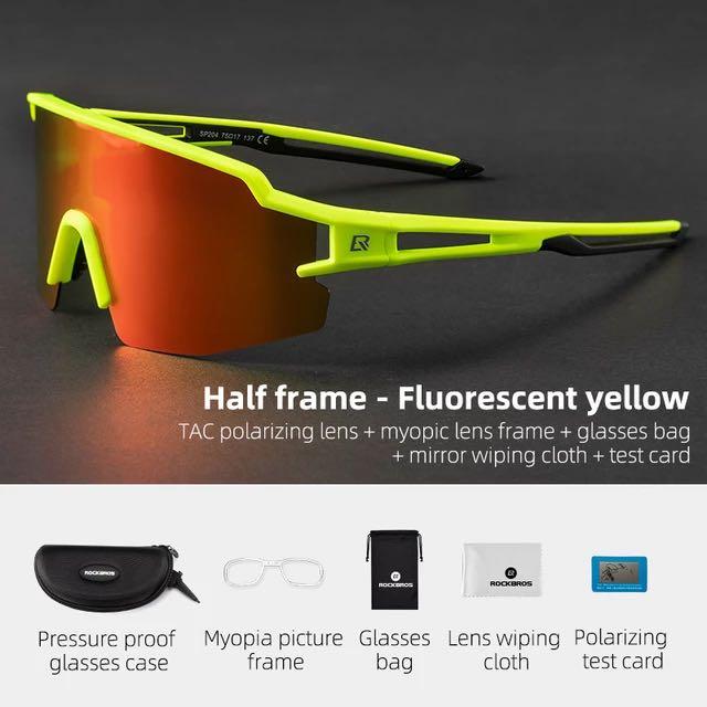 Rockbros lunettes de sport lunettes polarisées demi-monture photochromique protection solaire lunettes d'extérieur