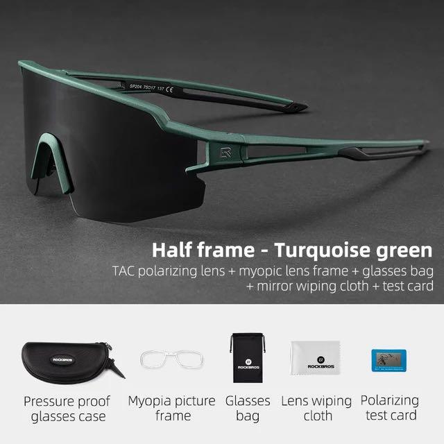 Rockbros lunettes de sport lunettes polarisées demi-monture photochromique protection solaire lunettes d'extérieur