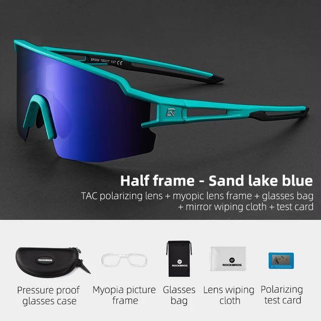 Rockbros lunettes de sport lunettes polarisées demi-monture photochromique protection solaire lunettes d'extérieur