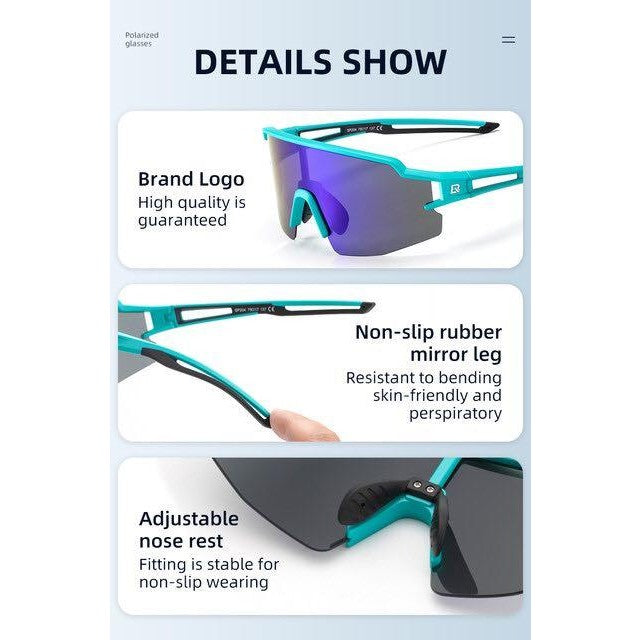 Rockbros lunettes de sport lunettes polarisées demi-monture photochromique protection solaire lunettes d'extérieur