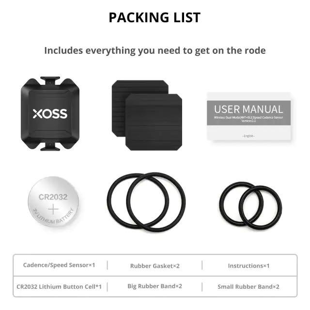 Xoss G+ Walker Capteur d'ordinateur de vélo sans fil Brassard de fréquence cardiaque Ensemble 3 en 1