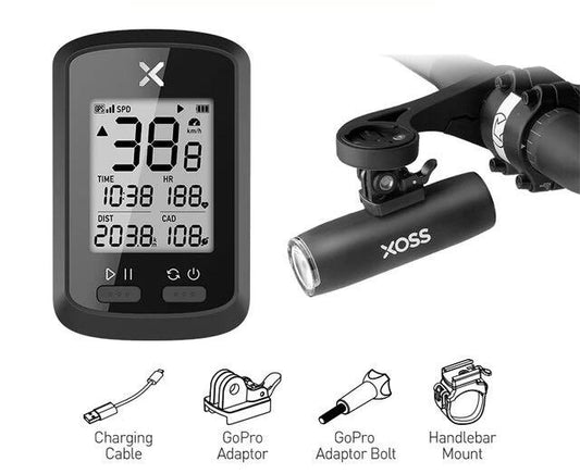 Xoss G+ Bike Computer XL-400 Bicycle Head Light Set Combo