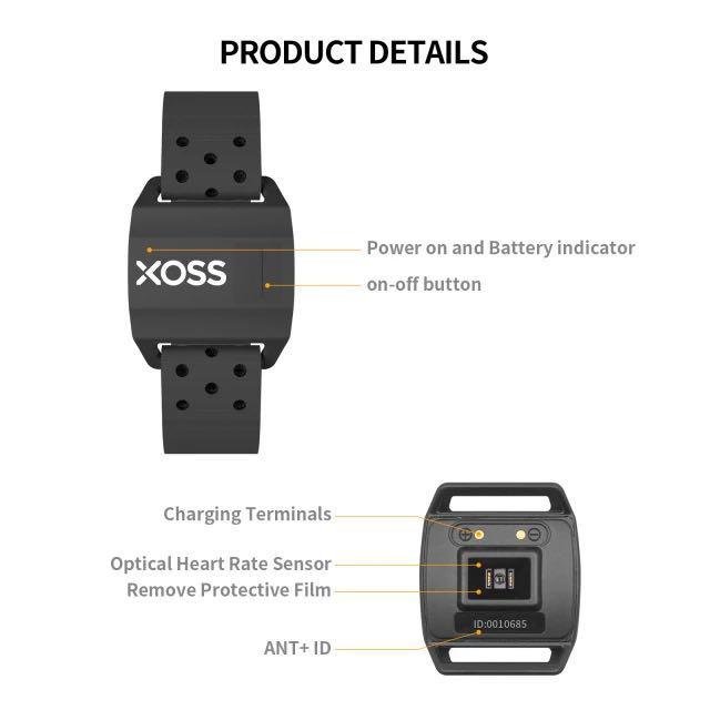 Capteur de cadence/vitesse Xoss Deux bras de fréquence cardiaque avec connectivité Bluetooth ANT+