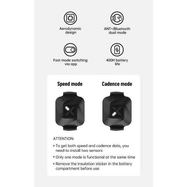 Capteur de cadence/vitesse Xoss Deux bras de fréquence cardiaque avec connectivité Bluetooth ANT+