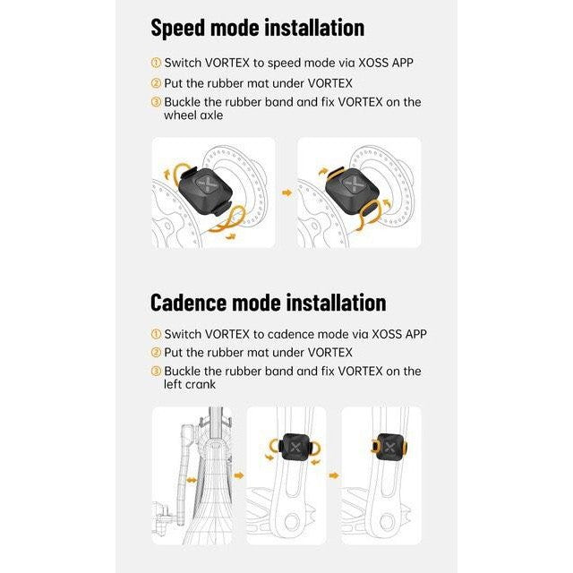Capteur de cadence/vitesse Xoss Deux bras de fréquence cardiaque avec connectivité Bluetooth ANT+